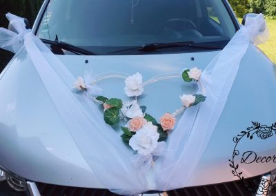 výzdoba svadobneho auta Srdce biele